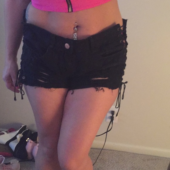 super sexy!black tie up open sides summer  shorts! - Picture 2 of 8